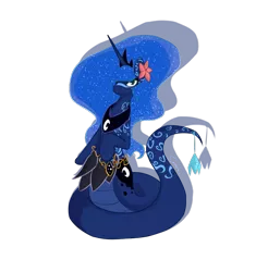 Size: 769x817 | Tagged: artist:spaerk, dead source, derpibooru import, lamia, lamiafied, mlpgdraws, original species, princess luna, safe, simple background, solo, species swap, transparent background