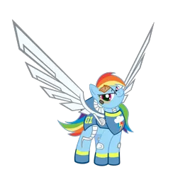 Size: 982x1006 | Tagged: artificial wings, artist:raidho36, augmented, cyborg, derpibooru import, mechanical wing, rainbow dash, safe, solo, wings