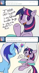 Size: 650x1200 | Tagged: artist:lustrous-dreams, ask, ask filly twilight, comic, dentist, derpibooru import, filly, lollipop, magic, minuette, safe, tumblr, twilight sparkle, younger