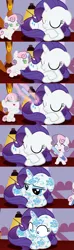 Size: 1120x3780 | Tagged: safe, artist:beavernator, derpibooru import, rarity, sweetie belle, pony, all glory to the beaver grenadier, baby, baby belle, baby pony, beavernator is trying to murder us, body writing, comic, cute, diasweetes, face doodle, filly, foal, magic, marker, sleeping, sweetie belle's magic brings a great big smile