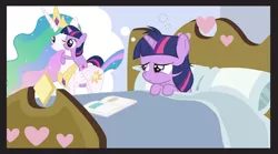 Size: 1050x584 | Tagged: artist:dm29, bed, cute, derpibooru import, duo, filly, filly twilight sparkle, julian yeo is trying to murder us, meme, momlestia, ponies riding ponies, princess celestia, safe, twiabetes, twilight sparkle