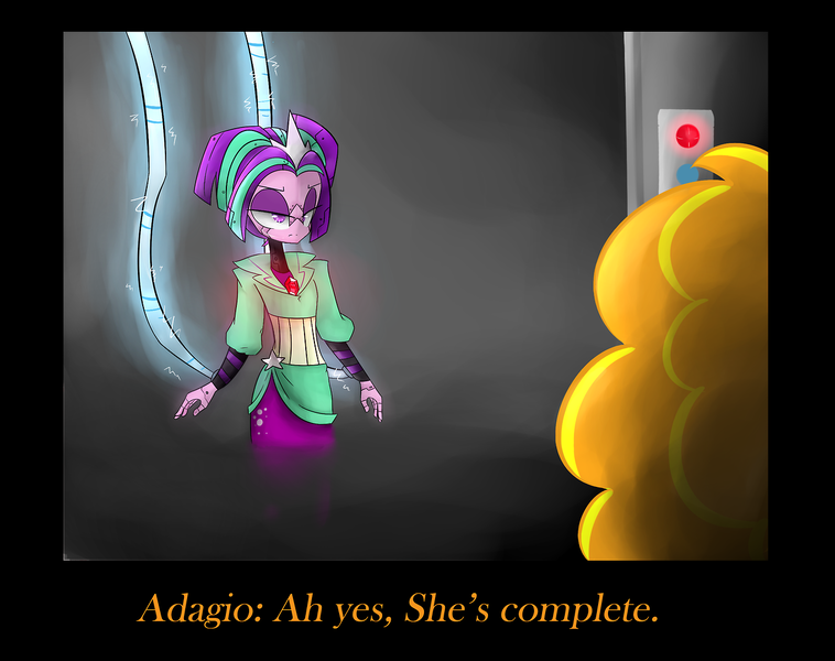 Size: 1280x1013 | Tagged: safe, artist:jankrys00, derpibooru import, adagio dazzle, aria blaze, robot, steamquestria, equestria girls, dialogue, steampunk