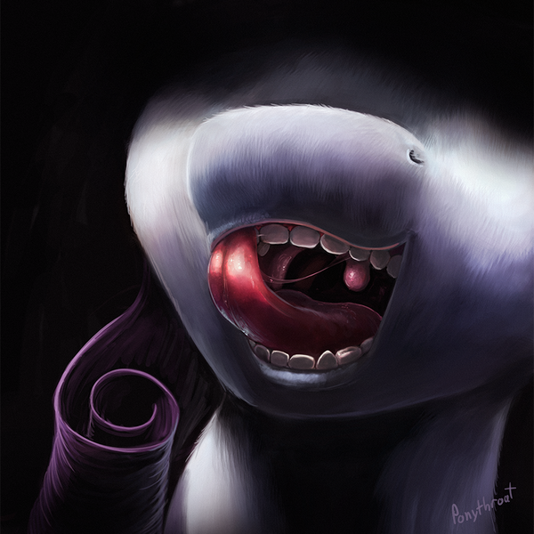 Size: 900x900 | Tagged: questionable, artist:ponythroat, derpibooru import, rarity, detailed, drool, female, maw, mouth, smiling, teeth, tongue out, uvula