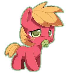 Size: 300x327 | Tagged: safe, artist:ende26, derpibooru import, big macintosh, pony, baby, baby macintosh, baby pony, colt, cute, foal, macabetes, pacifier, pixel art, simple background, solo, transparent background