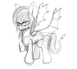 Size: 1440x1280 | Tagged: safe, artist:littlebrownzebraicarus, derpibooru import, oc, unofficial characters only, bat pony, pony, clothes, face paint, female, mare, sharp teeth, sketch, solo