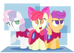 Size: 2800x2000 | Tagged: safe, artist:dtcx97, derpibooru import, apple bloom, scootaloo, sweetie belle, earth pony, pegasus, pony, unicorn, cape, clothes, cmc cape, cutie mark crusaders, female, filly