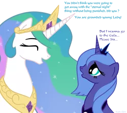 Size: 1163x1031 | Tagged: artist:mlpazureglow, derpibooru import, fake smile, grounded, mean, princess celestia, princess luna, s1 luna, safe