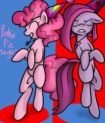 Size: 1944x2273 | Tagged: artist:reneesdetermination, derpibooru import, duality, gangnam style, pinkamena diane pie, pinkie pie, pinkie pie style, safe