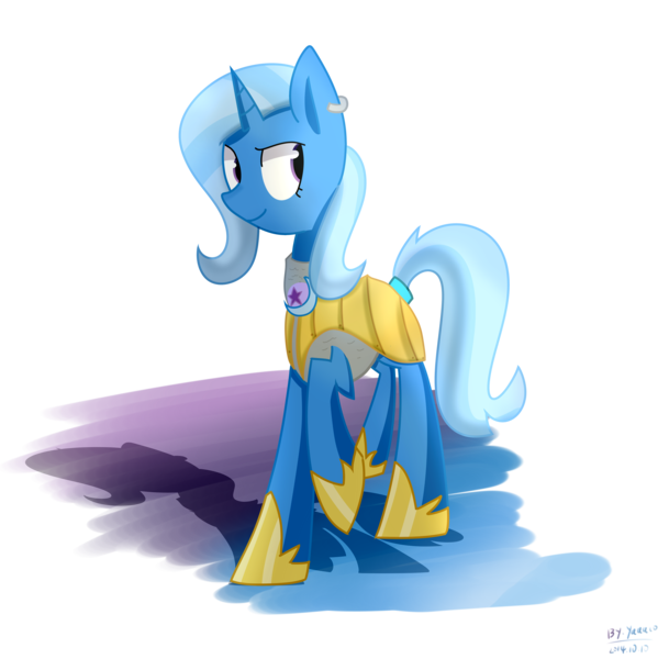 Size: 5730x5643 | Tagged: safe, artist:yaaaco, derpibooru import, trixie, pony, unicorn, absurd resolution, armor, earring, female, mare, piercing, royal guard, simple background, solo, transparent background