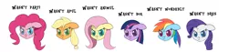 Size: 3504x800 | Tagged: safe, derpibooru import, applejack, fluttershy, pinkie pie, rainbow dash, rarity, twilight sparkle, disappointed, grammar error, mane six, misspelling