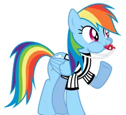 Size: 518x473 | Tagged: safe, artist:masem, derpibooru import, rainbow dash, blowing, blowing whistle, clothes, costume, cute, dashabetes, nightmare night, nightmare night costume, puffy cheeks, rainblow dash, referee, referee rainbow dash, solo, whistle, whistle necklace