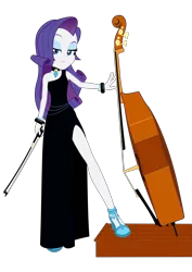 Size: 3307x4677 | Tagged: safe, artist:skycatcherequestria, derpibooru import, rarity, equestria girls, absurd resolution, bracelet, choker, clothes, double bass, dress, high heels, musical instrument, sexy, side slit, solo