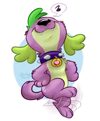 Size: 627x761 | Tagged: safe, artist:thedoggygal, derpibooru import, spike, dog, pony, equestria girls, bipedal, crossover, cute, dancing, looking up, music notes, paws, paws on hips, peanuts, smiling, snoopy, snoopy dance, solo, spikabetes, spike the dog