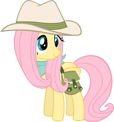 Size: 5559x6000 | Tagged: absurd resolution, artist:slb94, clothes, cute, derpibooru import, explorer outfit, fluttershy, safe, simple background, solo, transparent background, vector