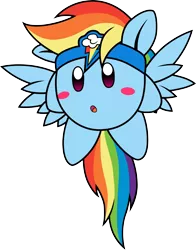 Size: 3000x3821 | Tagged: artist:dfectivedvice, artist:scourge707, crossover, derpibooru import, kirby, kirby (character), kirby dash, kirbyfied, rainbow dash, safe, simple background, solo, transparent background, vector