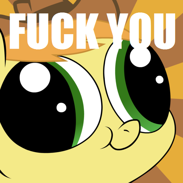 Size: 600x600 | Tagged: braeburn, derpibooru import, hey you, image macro, meme, reaction image, safe, vulgar