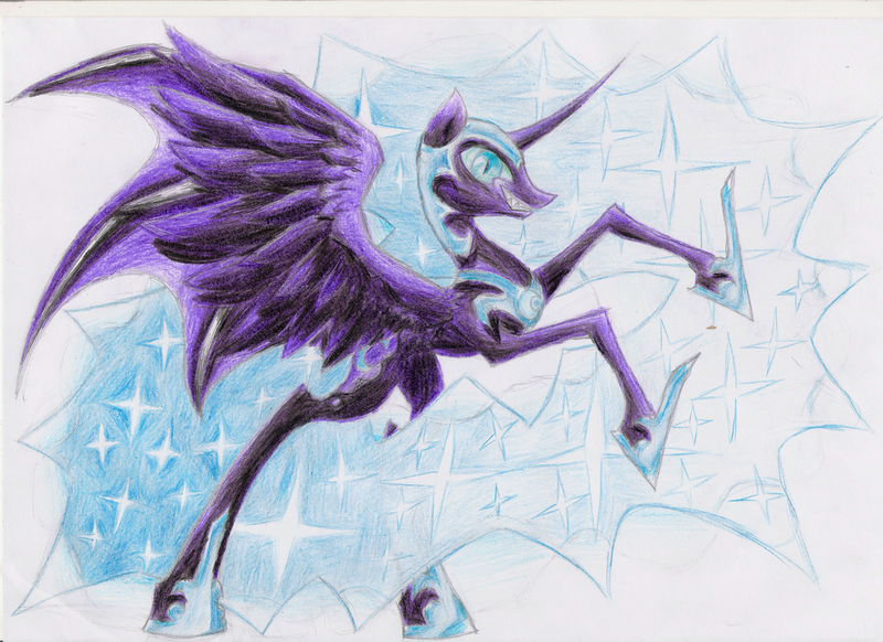 Size: 1024x745 | Tagged: artist:thatonegib, derpibooru import, nightmare moon, safe, solo, traditional art