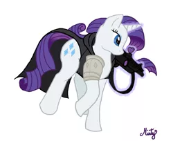 Size: 1279x1042 | Tagged: artist:dippywerewolf, clothes, crossover, gun, magic, rarity, safe, solo, sucker punch, sweet pea (sucker punch), weapon