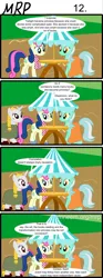 Size: 800x2153 | Tagged: safe, artist:umneem, derpibooru import, bon bon, lyra heartstrings, sweetie drops, oc, oc:dispersion, earth pony, pony, unicorn, comic:my rational pony, 4koma, comic, female, lesbian, lyrabon, public service announcement, shipping