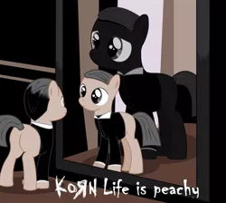 Size: 945x846 | Tagged: safe, artist:koscielny, derpibooru import, earth pony, pony, album, album cover, colt, korn, life is peachy, male, parody, sad, stallion