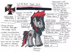 Size: 1024x739 | Tagged: artist:mane-shaker, curse, derpibooru import, donut steel, edgy, fangs, hengstwolf, oc, oc:mane shaker, red and black oc, safe, solo, traditional art, unofficial characters only, watercolor painting, werewolf