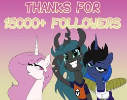 Size: 1280x1003 | Tagged: artist:jokerpony, ask teen chrysalis, derpibooru import, dragon ball z, goku, grin, nappa, princess celestia, princess luna, queen chrysalis, safe, salute, smiling, son goku, vegeta