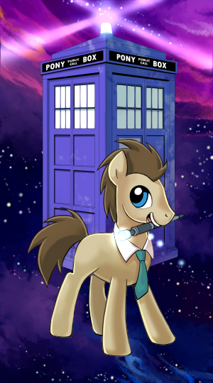 Size: 300x540 | Tagged: artist:kairean, doctor who, doctor whooves, mouth hold, necktie, safe, solo, sonic screwdriver, tardis, tarot card, the hermit, time turner