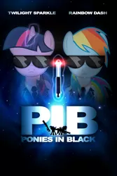 Size: 800x1200 | Tagged: artist:dan232323, derpibooru import, men in black, movie poster, neuralizer, parody, poster, rainbow dash, safe, sunglasses, twilight sparkle