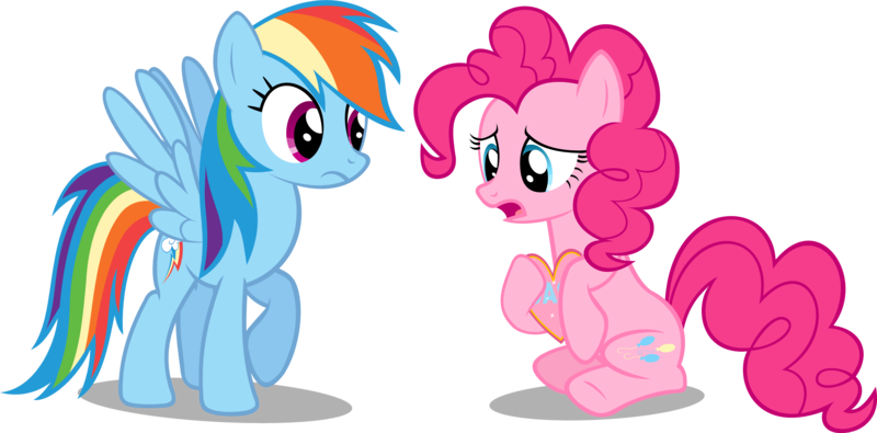 Size: 2815x1389 | Tagged: safe, artist:zacatron94, derpibooru import, pinkie pie, rainbow dash, earth pony, pegasus, pony, confession, crush, female, frown, heart, holding, holding a heart, lesbian, open mouth, pinkiedash, present, raised hoof, shipping, simple background, sitting, transparent background, vector, worried