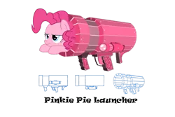 Size: 1095x730 | Tagged: artist:flamingo1986, derpibooru import, pinkie launcher, pinkie pie, pony cannonball, rocket launcher, safe, weapon