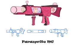 Size: 1095x730 | Tagged: artist:flamingo1986, derpibooru import, parasprite, safe, weapon