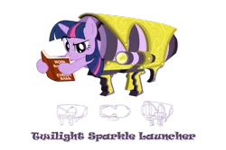 Size: 900x600 | Tagged: artist:flamingo1986, book, cannon, derpibooru import, pony cannonball, safe, twilight sparkle, weapon