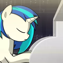 Size: 555x555 | Tagged: safe, artist:drawponies, artist:terminuslucis, derpibooru import, vinyl scratch, pony, unicorn, comic:adapting to night, memories, part 4 preview, piano, solo