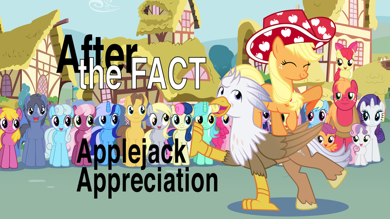 Size: 2667x1500 | Tagged: safe, artist:mlp-silver-quill, derpibooru import, apple bloom, applejack, big macintosh, bon bon, caramel, cheerilee, cherry berry, derpy hooves, fluttershy, linky, lyra heartstrings, minuette, pinkie pie, rainbow dash, rarity, scootaloo, shoeshine, sweetie belle, sweetie drops, twilight sparkle, oc, oc:clutterstep, oc:silver quill, classical hippogriff, hippogriff, pony, after the fact, apple hat, cutie mark crusaders, dancing, eyes closed, hat, mane six, parade, scrunchy face, who's a silly pony