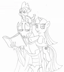 Size: 1960x2208 | Tagged: artist:avispaneitor, crossover, derpibooru import, general grievous, group, lined paper, monochrome, safe, sketch, spike, star wars, traditional art, twilight sparkle