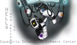 Size: 2550x1497 | Tagged: anger core, aperture science, artist:flaredrake20, cake core, crossover, curiosity core, derpibooru import, glados, morality core, personality core, ponified, portal (valve), robot, safe