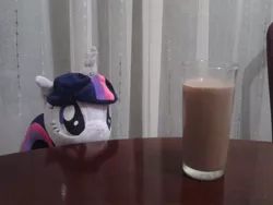 Size: 960x720 | Tagged: artist:wolly, chocolate milk, derpibooru import, impending doom, irl, meme, milk, photo, plushie, pure unfiltered evil, safe, soon, spill, spilled milk, this will end in tears, twilight sparkle