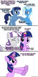 Size: 1050x2100 | Tagged: safe, artist:navitaserussirus, derpibooru import, night light, trixie, twilight sparkle, twilight velvet, genie, pony, unicorn, asktwixiegenies, blushing, comic, female, horn ring, lesbian, magic, mare, shipping, twixie, wedding ring