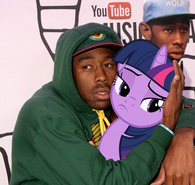 Size: 640x609 | Tagged: derpibooru import, hug, obligatory pony, odd future, rapper, safe, twilight sparkle, tyler the creator, wolf gang