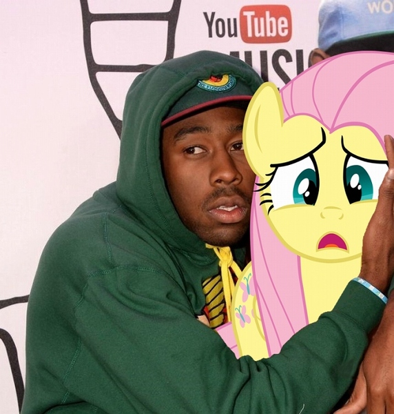 Size: 610x640 | Tagged: barely pony related, derpibooru import, fluttershy, hug, obligatory pony, odd future, safe, tyler the creator