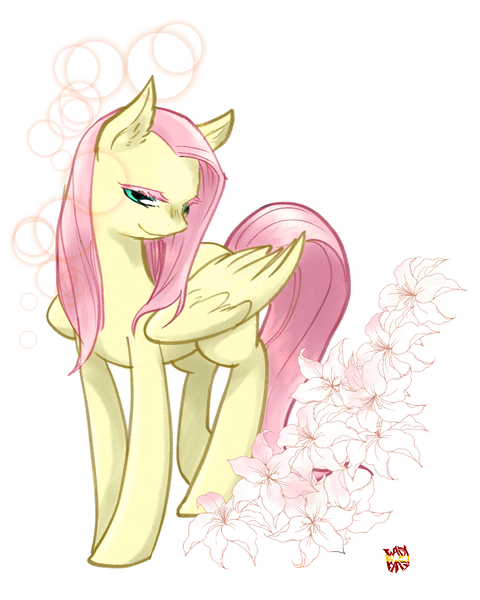 Size: 800x1000 | Tagged: artist:norang94, ear fluff, flower, fluttershy, safe, solo