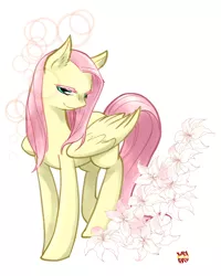 Size: 800x1000 | Tagged: artist:norang94, ear fluff, flower, fluttershy, safe, solo