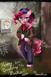 Size: 700x1050 | Tagged: safe, artist:marihico, derpibooru import, pinkie pie, rainbow dash, pony, semi-anthro, bipedal, cigarette, gun, wanted poster, weapon