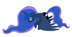 Size: 494x259 | Tagged: safe, artist:breadcipher, derpibooru import, princess luna, lunadoodle, raised hoof, simple background, solo, spread wings, transparent background