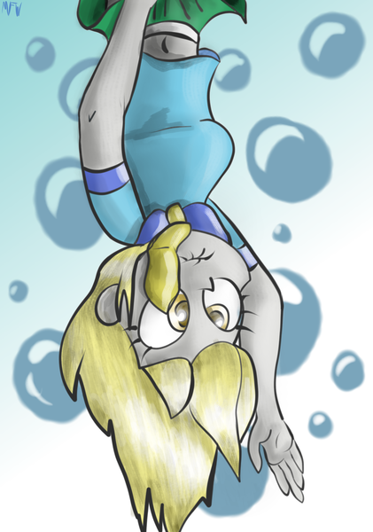 Size: 1440x2054 | Tagged: safe, artist:manfartwish, derpibooru import, derpy hooves, equestria girls, humanized, solo, upside down