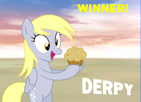 Size: 550x399 | Tagged: safe, derpibooru import, derpy hooves, pegasus, pony, female, mare, muffin, solo, super smash bros., super smash bros. 4, victory, victory screen