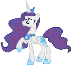 Size: 937x853 | Tagged: safe, artist:blah23z, derpibooru import, princess luna, rarity, alicorn, pony, alicornified, clothes, lunarity, race swap, raised hoof, raricorn, recolor, simple background, solo