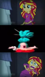 Size: 596x1024 | Tagged: safe, derpibooru import, sunset shimmer, equestria girls, exploitable meme, meme, psybadek, sunset screamer