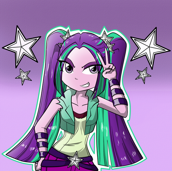 Size: 1500x1496 | Tagged: safe, artist:nekojackun, derpibooru import, aria blaze, equestria girls, rainbow rocks, peace sign, solo