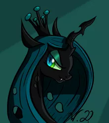 Size: 908x1026 | Tagged: artist:winterdominus, dead source, derpibooru import, looking at you, portrait, queen chrysalis, safe, smirk, solo